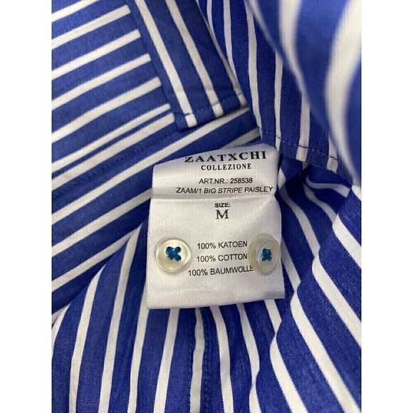 Zaatxchi Collezione Striped Long Sleeve Blue For Men Size Medium - Picture 14 of 15